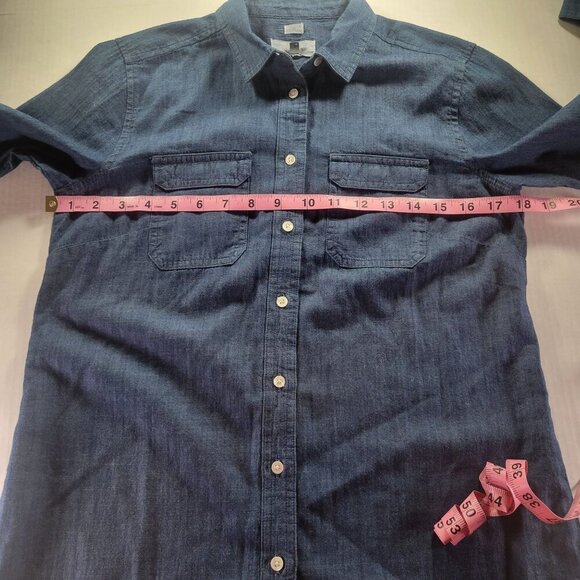 Ann Taylor Loft Women Cotton Denim Button-Up Long-Sleeve Shirt Size XS - Picture 11 of 12